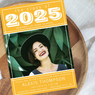 Graduation Party Open House 2025 Photo Yellow Invitation