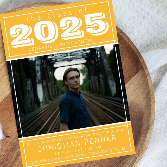 Graduation Party Open House 2025 Photo Yellow Invitation (Creator Uploaded)