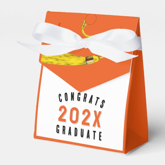 Graduation Party Orange Favour Box (Front Side)