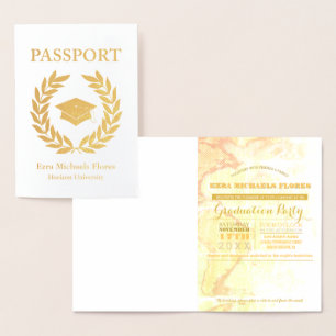 Graduation Party passport gold foil Card