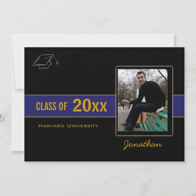 Graduation Party Photo Blue Invitation (Front)