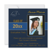 Graduation Party Photo blue Invitation