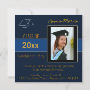 Graduation Party Photo blue Invitation