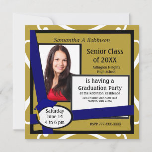 Graduation Party Photo Invitation Blue Cap