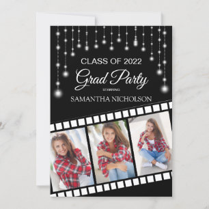 Graduation Party Photo Movie Reel Cinema Stars Invitation