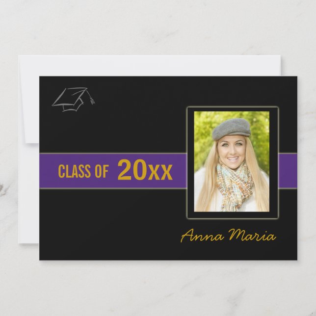 Graduation Party Photo purple Invitation (Front)