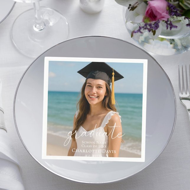 Graduation party photo script luncheon napkin (Creator Uploaded)