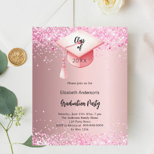 Graduation party pink confetti girl invitation