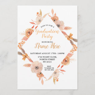 Graduation Party Pretty Invite Autumn Fall Auburn