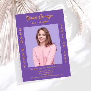 Graduation party purple lavender photo invitation