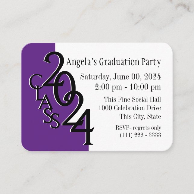 Graduation Party Purple Photo Insert Card 2024 (Front)