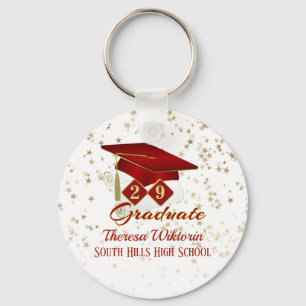 Graduation Party Red Gold Classic Key Ring