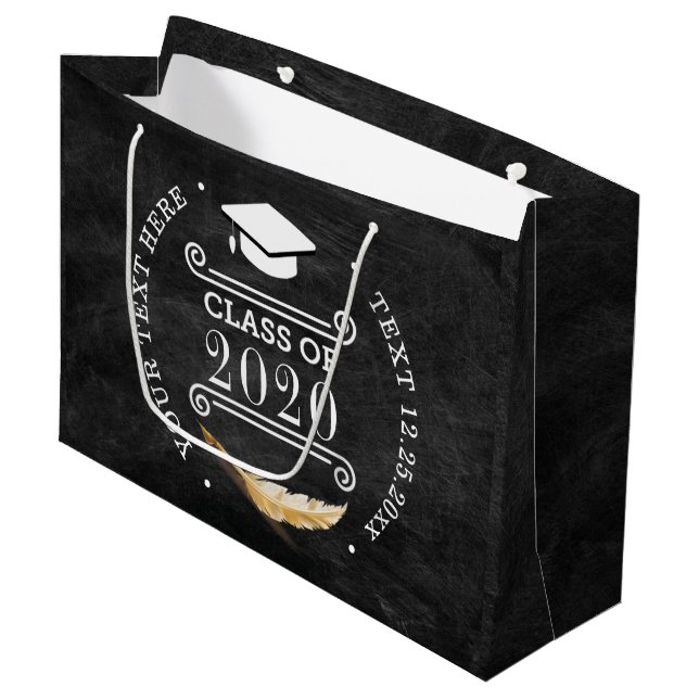 Graduation Party Retro Chalkboard Personalised Large Gift Bag (Front Angled)