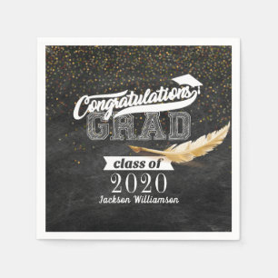 Graduation Party Retro Chalkboard Personalised Napkin