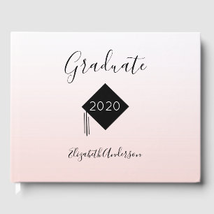 Graduation party rose gold blush pink guest book