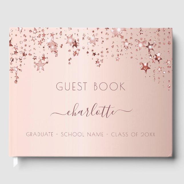 Graduation party rose gold luxury class of 2024 guest book (Front)