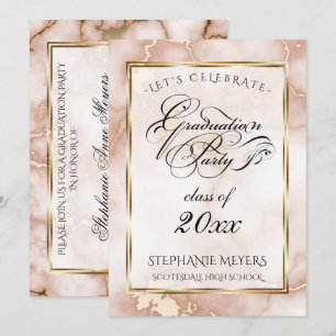 Graduation Party Rose & Gold  Marble Invitation