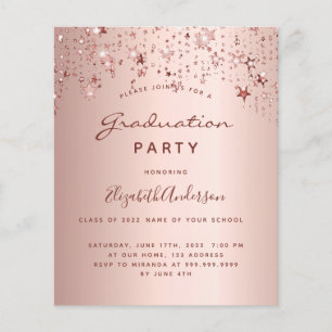 Graduation party rose gold stars invitation