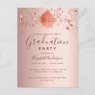 Graduation party rose gold topper stars 2025 postcard
