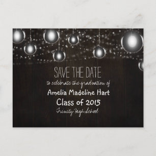 Graduation Party Rustic Lights Save The Date Announcement Postcard