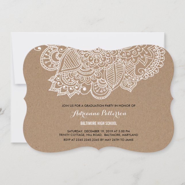 Graduation Party | Rustic Paisley Pattern Invitation (Front)