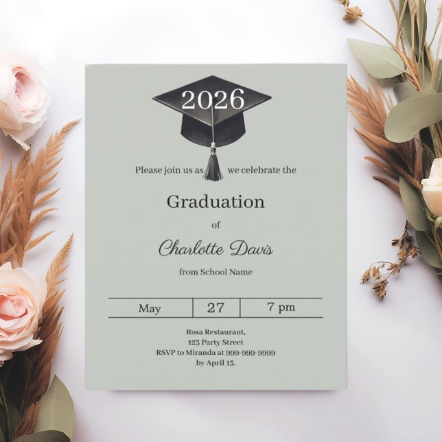 Graduation party sage green class 2026 invitation (Creator Uploaded)