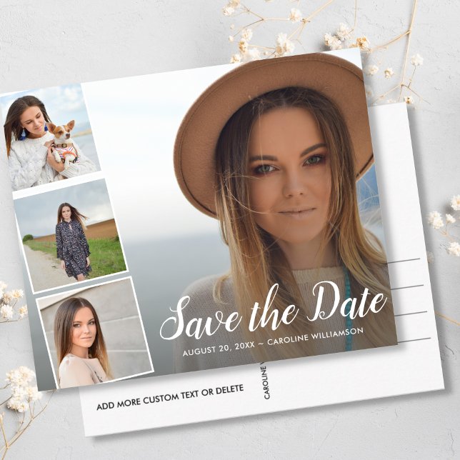 Graduation Party Save the Date Grad Photo Collage Postcard (Creator Uploaded)