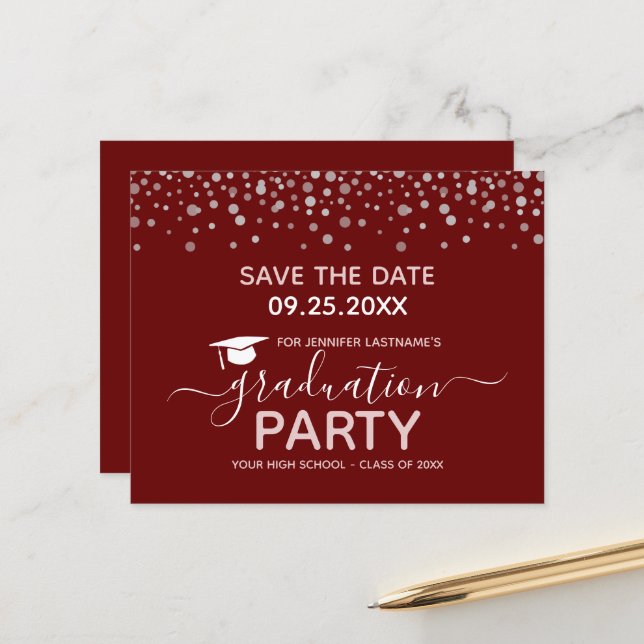 Graduation Party Save the Date Invitation (Front/Back In Situ)