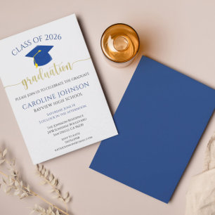 Graduation Party School Colours Blue Invitation