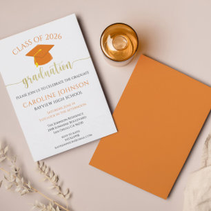 Graduation Party School Colours Orange Invitation