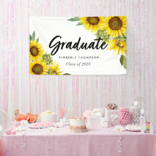 Graduation Party Script Celebration Sunflower Banner
