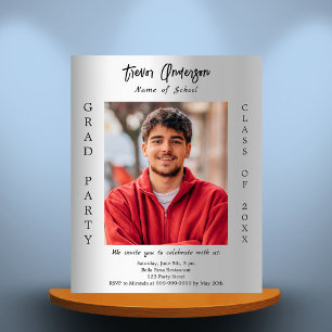 Graduation party silver photo 2025 invitation