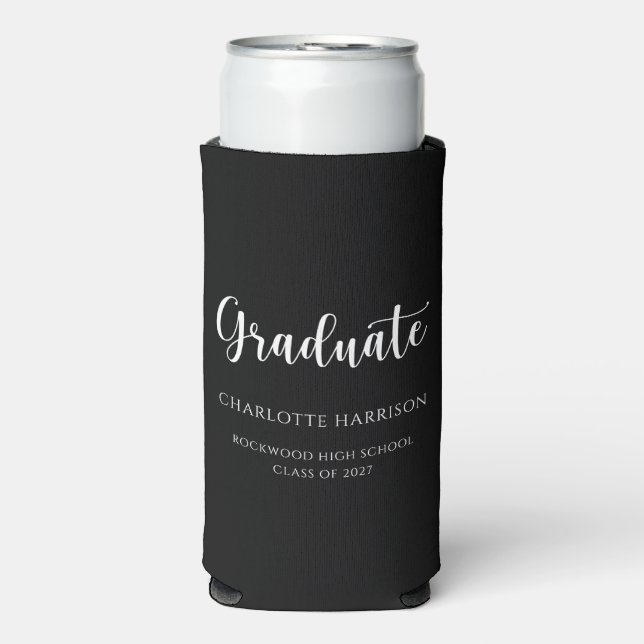 Graduation Party Simple Casual Script  Seltzer Can Cooler (Seltzer Front)
