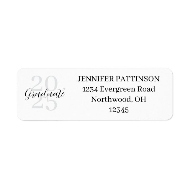 Graduation Party Simple Modern Return Address Label (Front)