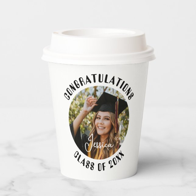 Graduation Party Sweet Personalised Photo and Name Paper Cups (Back)