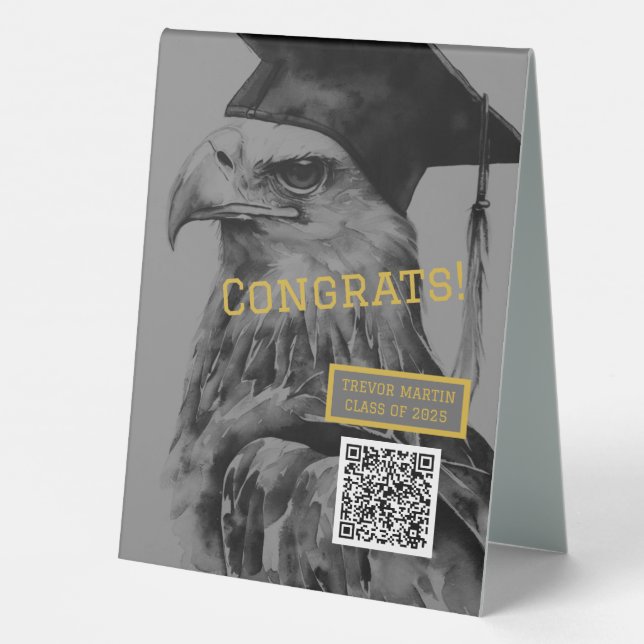 Graduation Party Tabletop Sign with QR Code (Back)