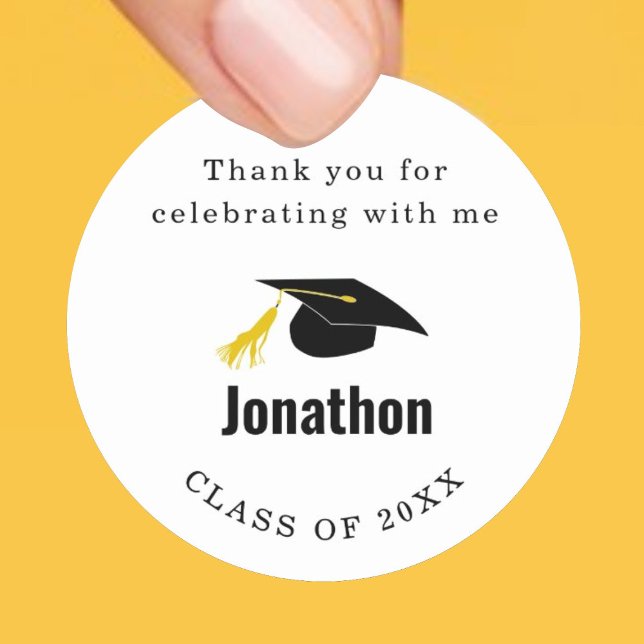 Graduation Party Thank You Favour Class of 2025 Classic Round Sticker (Creator Uploaded)
