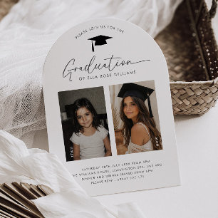 Graduation Party Then and Now 2 Photo Invitation