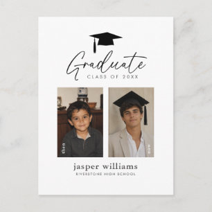 Graduation Party Then and Now Boy Photo Postcard
