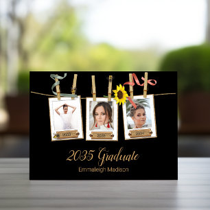 Graduation Party Triple Photo Collage Invitation