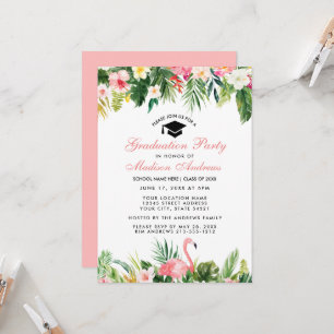Graduation Party Tropical Floral Pink Invitation