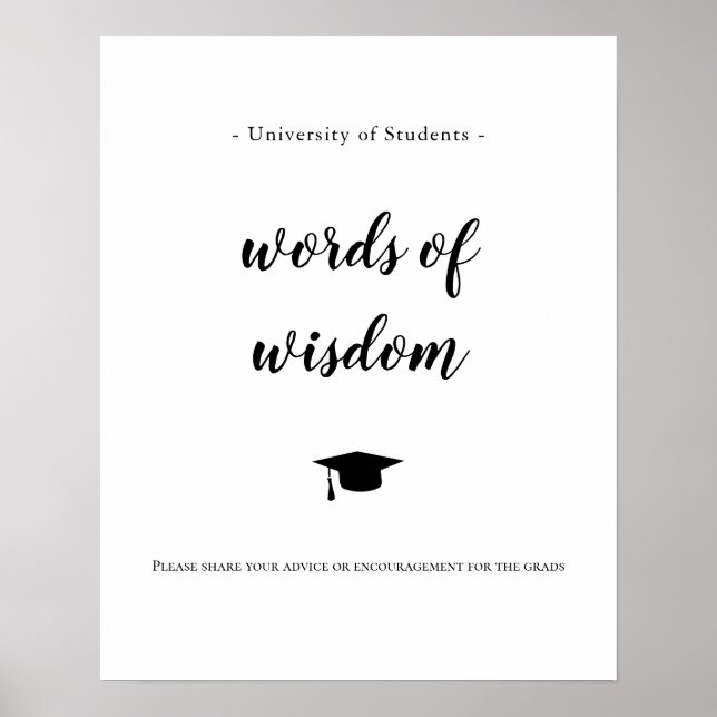 graduation party university words of wisdom advice poster (Front)