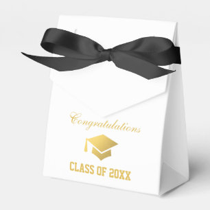 Graduation Party White and Gold Favour Box