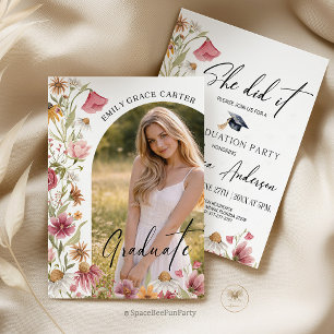 Graduation Party Wildflower Photo Invitation