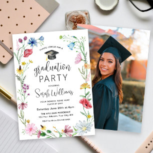 Graduation Party Wildflowers Photo Invitation