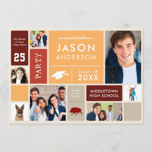 Graduation Party With Class Photos & Slogans Retro Invitation