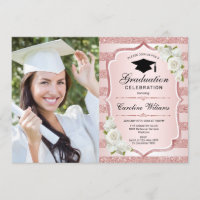 Graduation Party With Photo - Rose Gold White