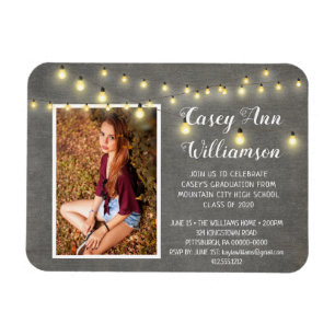 Graduation Party Wood Lights Photo Magnet