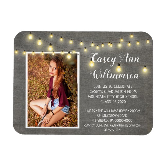 Graduation Party Wood Lights Photo Magnet (Horizontal)