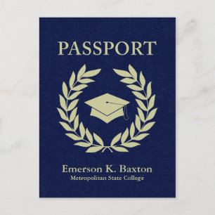 graduation passport invitation postcard